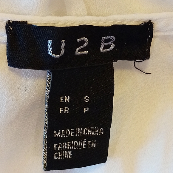 U2B Women's White Flounce Sleeve Sheer Cropped Blouse - Picture 14 of 16